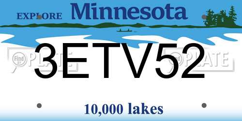 3ETV52 Minnesota License Plate
