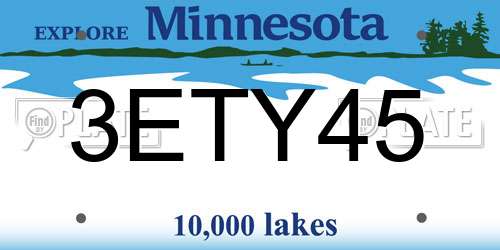 3ETY45 Minnesota License Plate