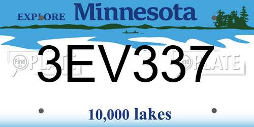 3EV337 Minnesota License Plate