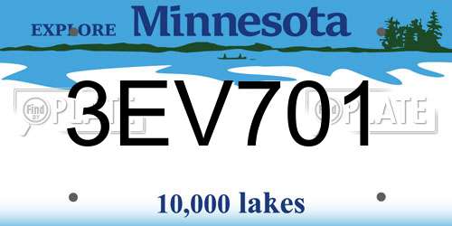 3EV701 Minnesota License Plate