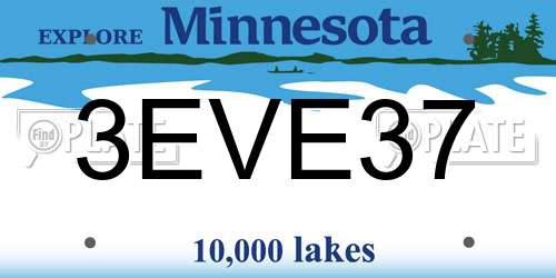 3EVE37 Minnesota License Plate