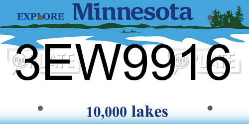 3EW9916 Minnesota License Plate