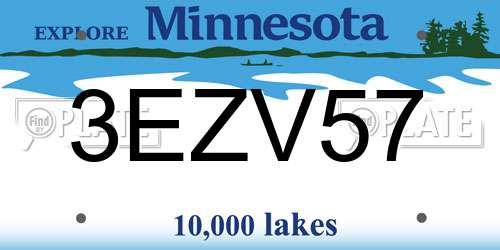 3EZV57 Minnesota License Plate