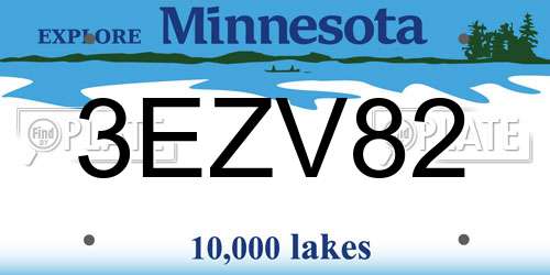 3EZV82 Minnesota License Plate
