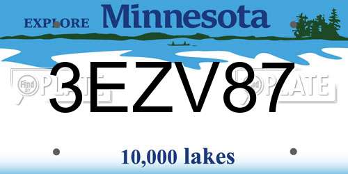 3EZV87 Minnesota License Plate