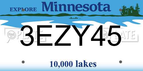 3EZY45 Minnesota License Plate