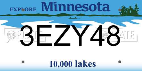 3EZY48 Minnesota License Plate