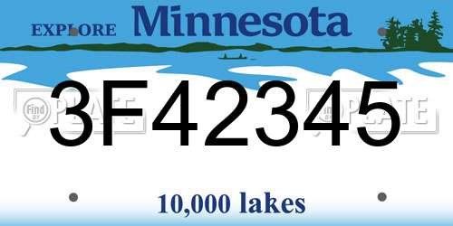 3F42345 Minnesota License Plate