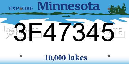 3F47345 Minnesota License Plate