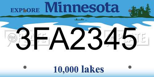 3FA2345 Minnesota License Plate