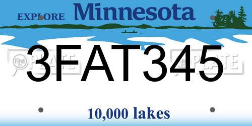 3FAT345 Minnesota License Plate