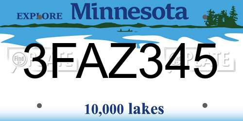 3FAZ345 Minnesota License Plate