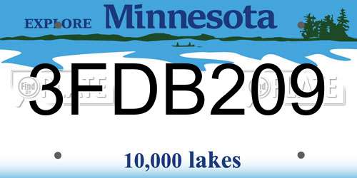 3FDB209 Minnesota License Plate