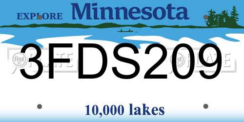 3FDS209 Minnesota License Plate