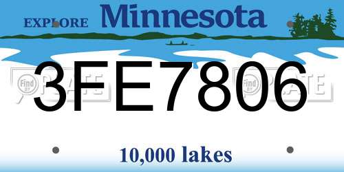 3FE7806 Minnesota License Plate