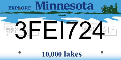 3FEI724 Minnesota License Plate