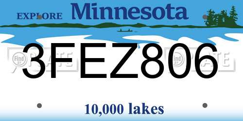 3FEZ806 Minnesota License Plate