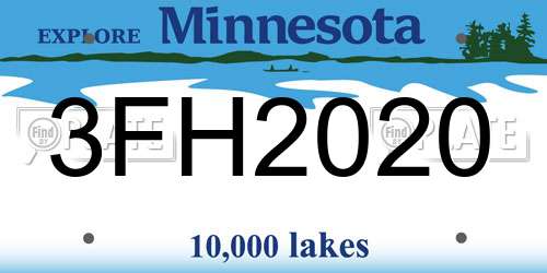 3FH2020 Minnesota License Plate