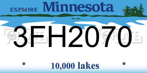 3FH2070 Minnesota License Plate