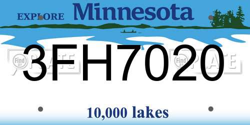 3FH7020 Minnesota License Plate