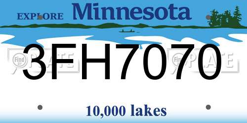 3FH7070 Minnesota License Plate