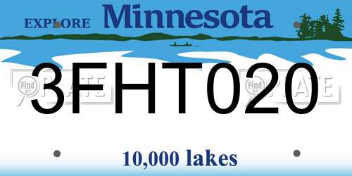 3FHT020 Minnesota License Plate