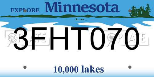3FHT070 Minnesota License Plate