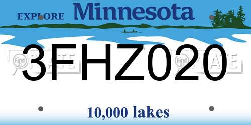 3FHZ020 Minnesota License Plate