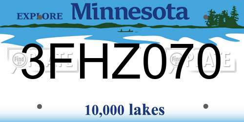 3FHZ070 Minnesota License Plate