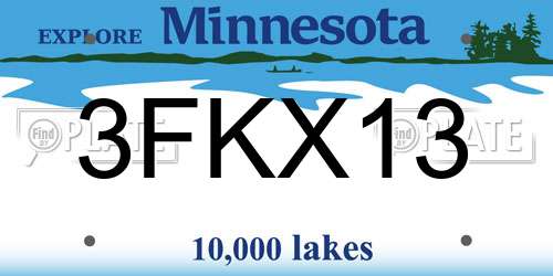 3FKX13 Minnesota License Plate