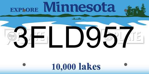 3FLD957 Minnesota License Plate