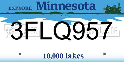 3FLQ957 Minnesota License Plate