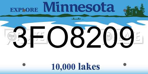 3FO8209 Minnesota License Plate