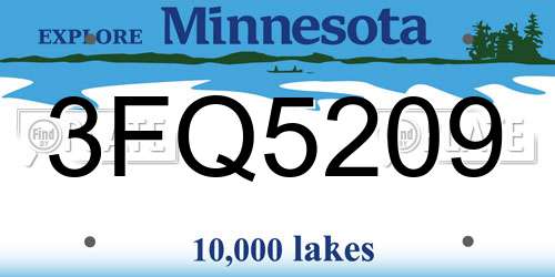 3FQ5209 Minnesota License Plate