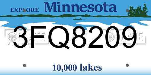 3FQ8209 Minnesota License Plate