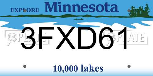 3FXD61 Minnesota License Plate