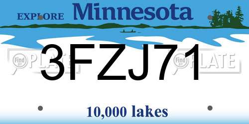 3FZJ71 Minnesota License Plate