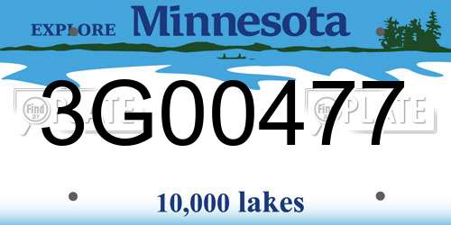 3G00477 Minnesota License Plate