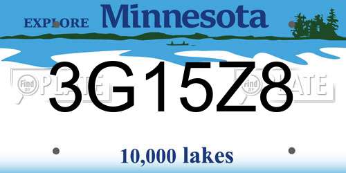 3G15Z8 Minnesota License Plate