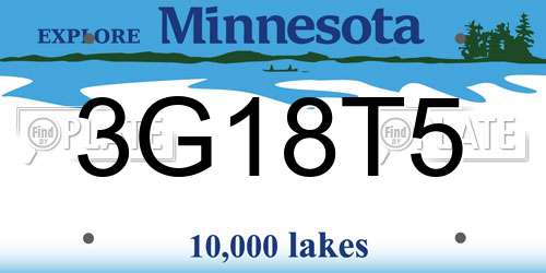 3G18T5 Minnesota License Plate