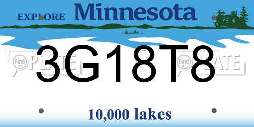 3G18T8 Minnesota License Plate