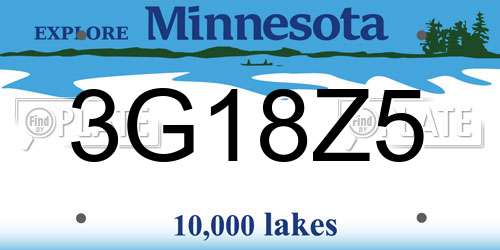 3G18Z5 Minnesota License Plate
