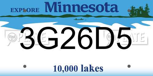 3G26D5 Minnesota License Plate