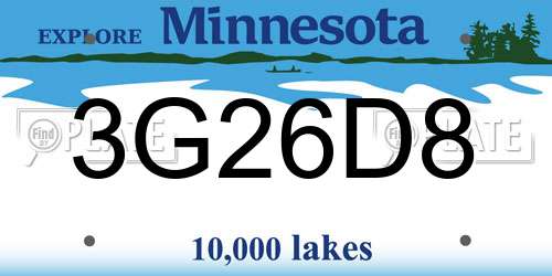3G26D8 Minnesota License Plate