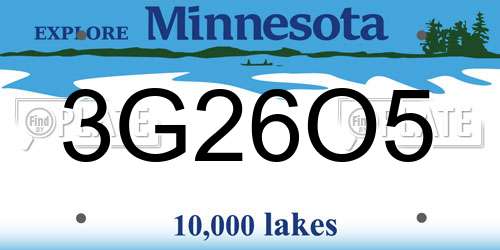 3G26O5 Minnesota License Plate