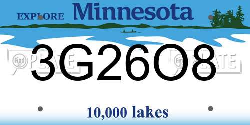 3G26O8 Minnesota License Plate
