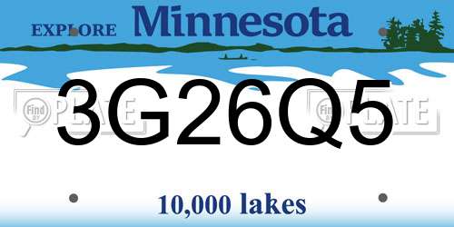 3G26Q5 Minnesota License Plate