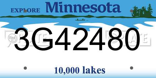 3G42480 Minnesota License Plate