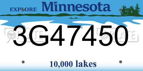 3G47450 Minnesota License Plate