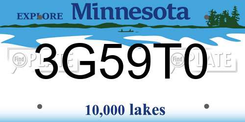 3G59T0 Minnesota License Plate